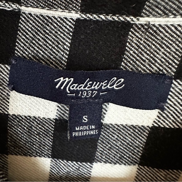 Madewell Oversized Boyfriend Flannel Black White Checkered S - Picture 8 of 8